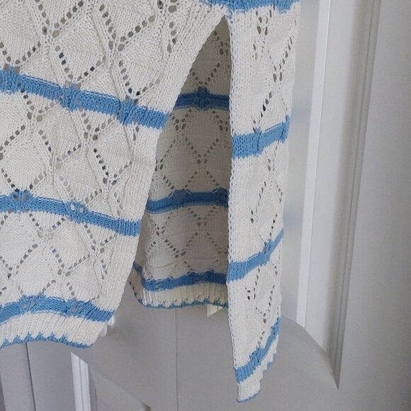 Juniors' Freshman Blue & White Stripe Coastal Maxi Sweater Skirt Size XL - Picture 3 of 10